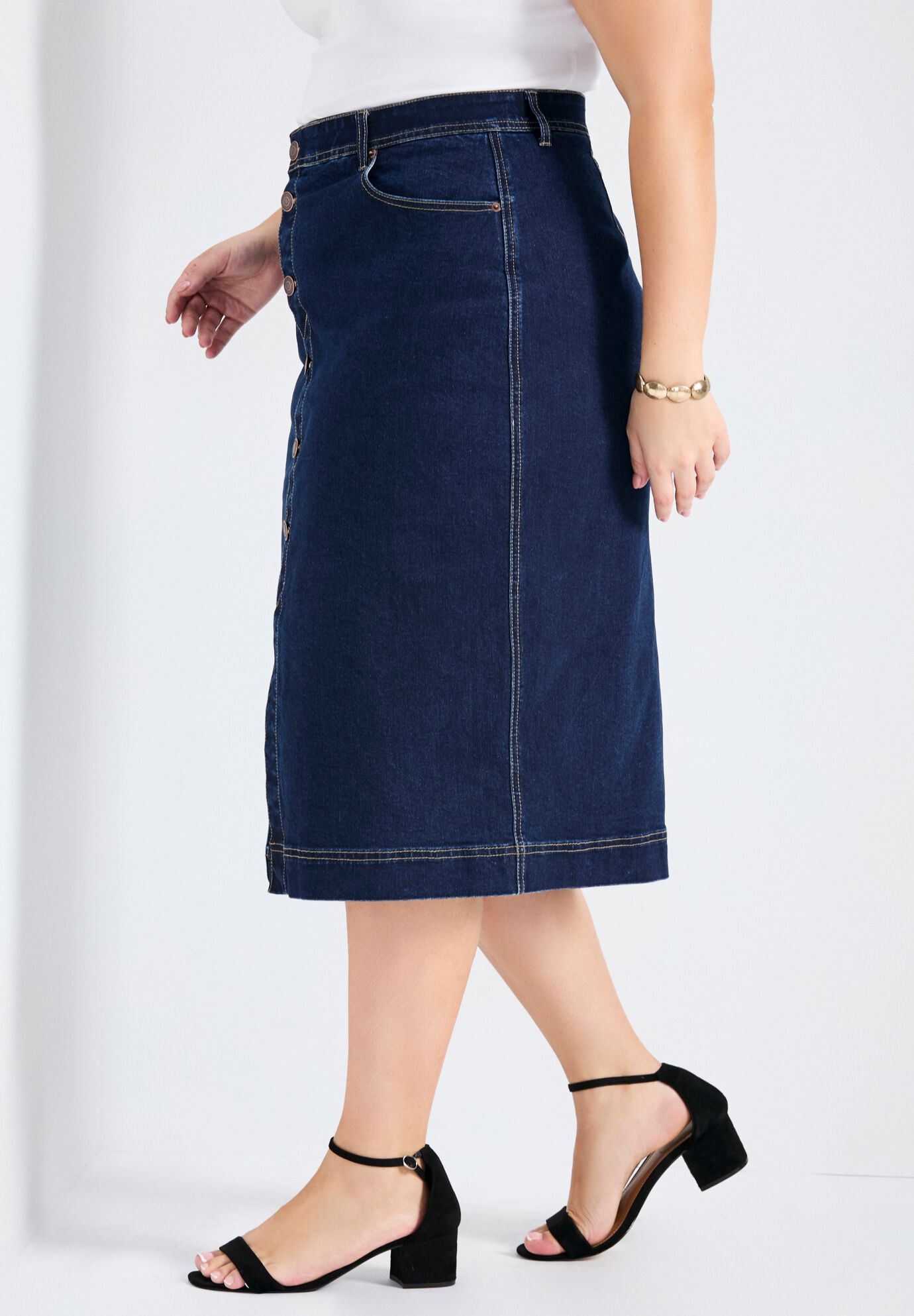 Billy Denim Skirt, DARK WASH, alternate image number 2