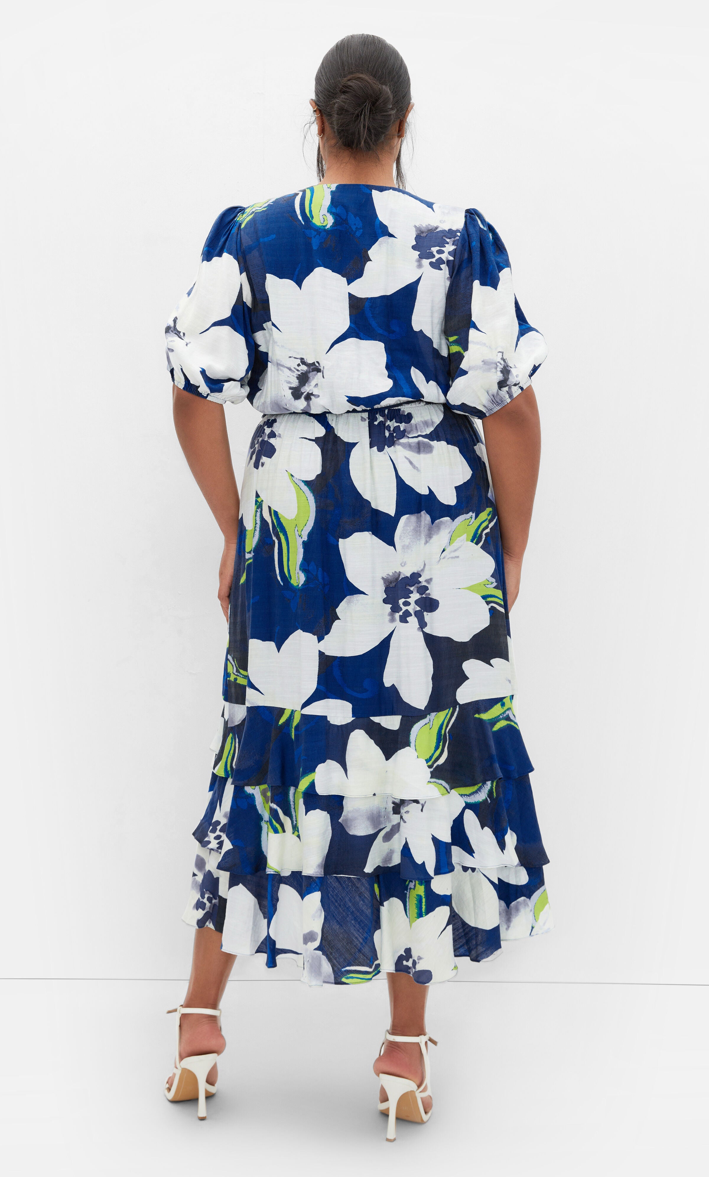 Bea Floral Dress - cerulean, BLUE, alternate image number 3