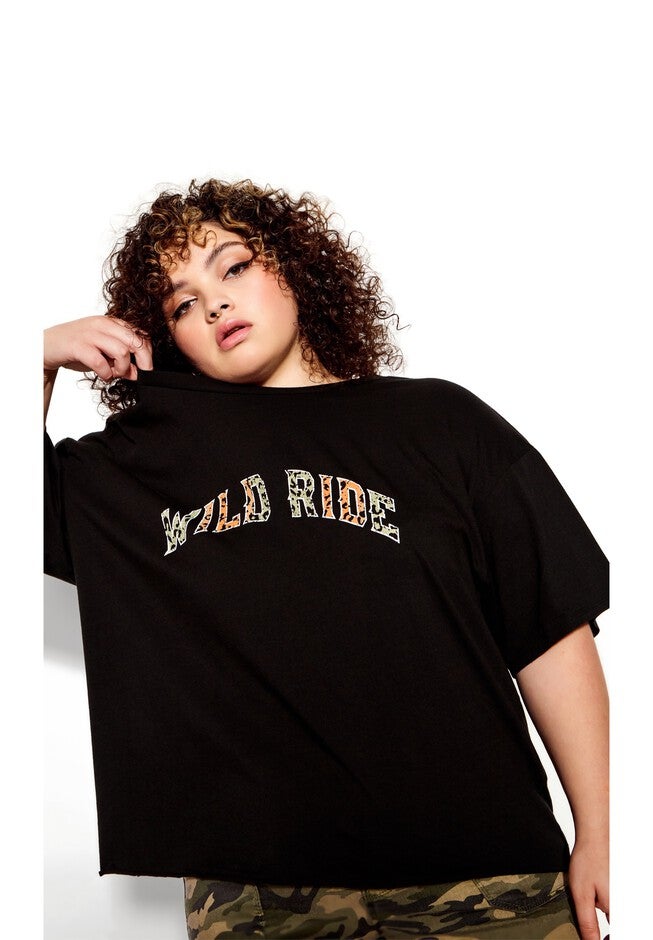 Rylie Crop Tee, ANIMAL SLOGAN, hi-res image number null