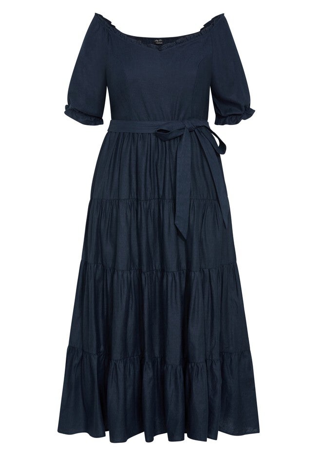 Puff Sleeve Maxi Dress - navy, BLUE, alternate image number 3