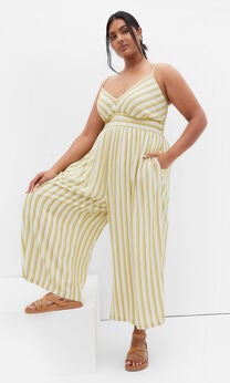 Lara Stripe Jumpsuit - khaki