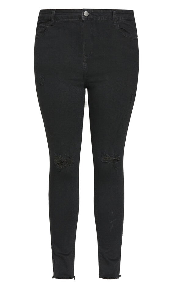 Asha Rip Hem Jean - black, BLACK, alternate image number 4