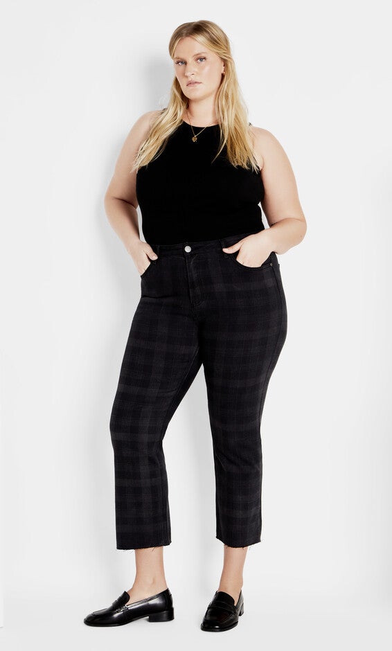 Harley Baylee Straight Jean - grey check, GRAY, alternate image number 1