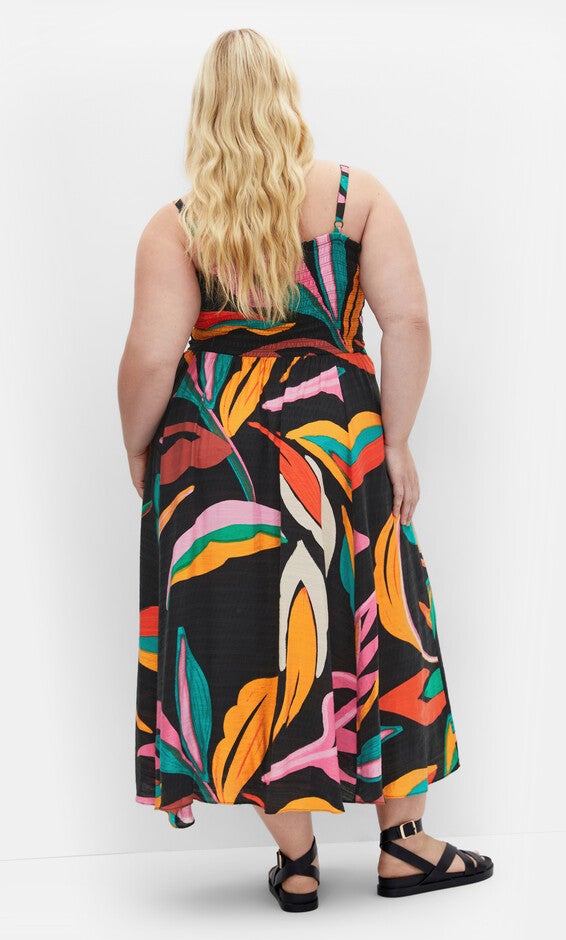 Maui Print Maxi Dress - black print, BLACK, alternate image number null