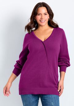 Faux Wrap Pull Over Sweater