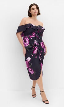 Gina Print Dress - pink rose