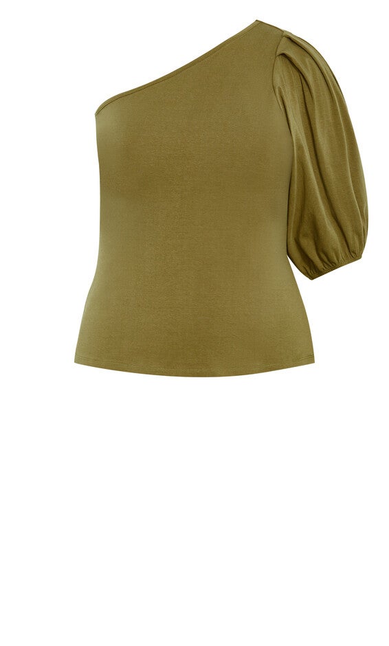 Muse One Shoulder Top - dark olive, GREEN, alternate image number null
