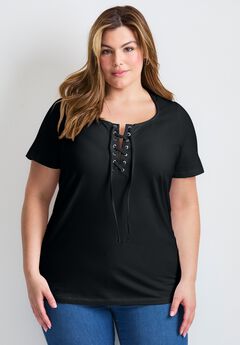 Lacing Detail Tunic Tee