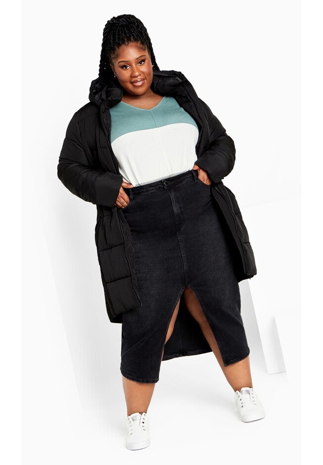 Charlotte High Neck Zip Hood Coat, BLACK, hi-res image number null