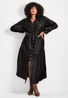 Denim Tiered Shirtdress