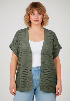 Short Sleeve Button Front Cardigan