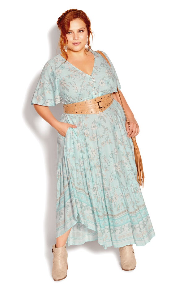 Spirited Floral Maxi Dress - sea foam, GREEN, hi-res image number null