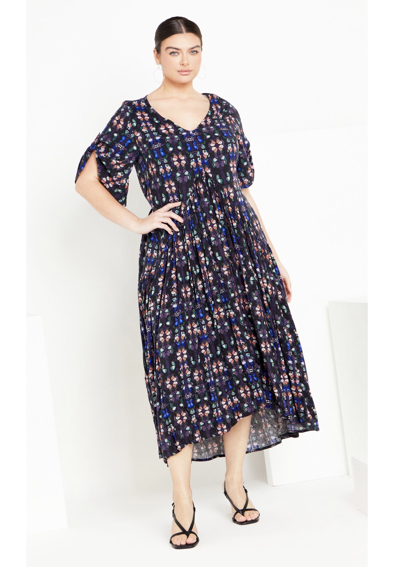 Val Print Dress, BUTTERFLY PAIR, on-hover image number 1