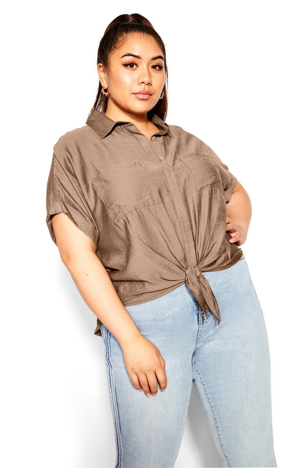 Relaxed Summer Shirt - mocha, BROWN, alternate image number null