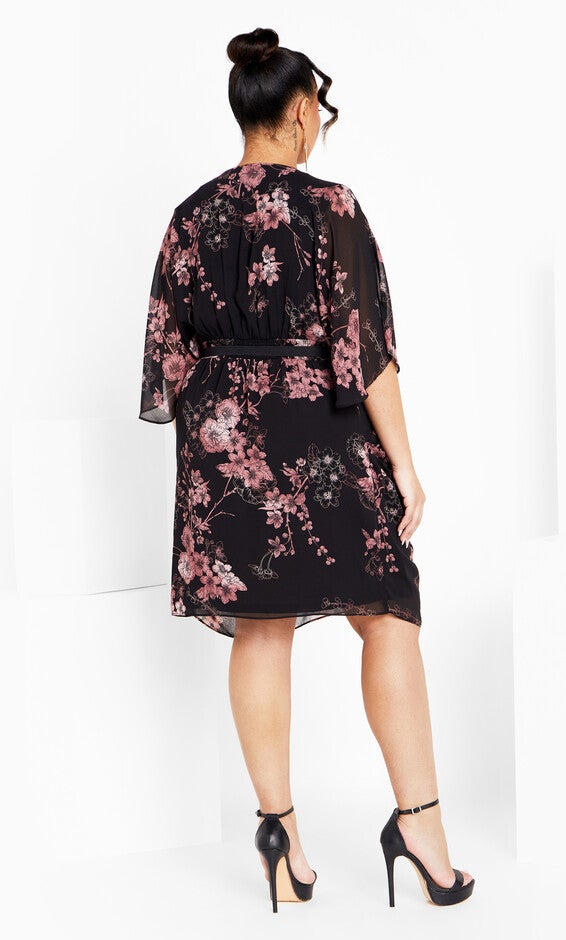 Bold Blossom Wrap Dress - black, BLK BOLD BLSM, alternate image number 2