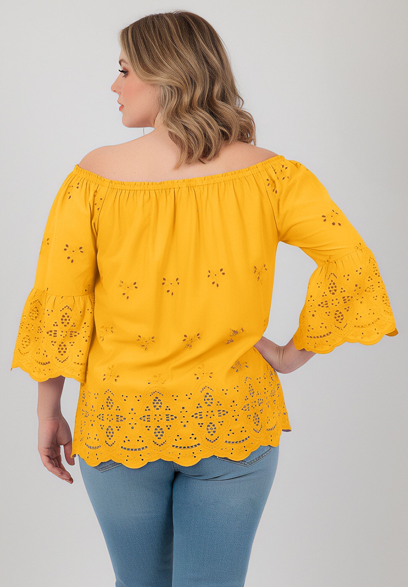 Convertible Eyelet Tunic, SUNSET YELLOW, alternate image number 2