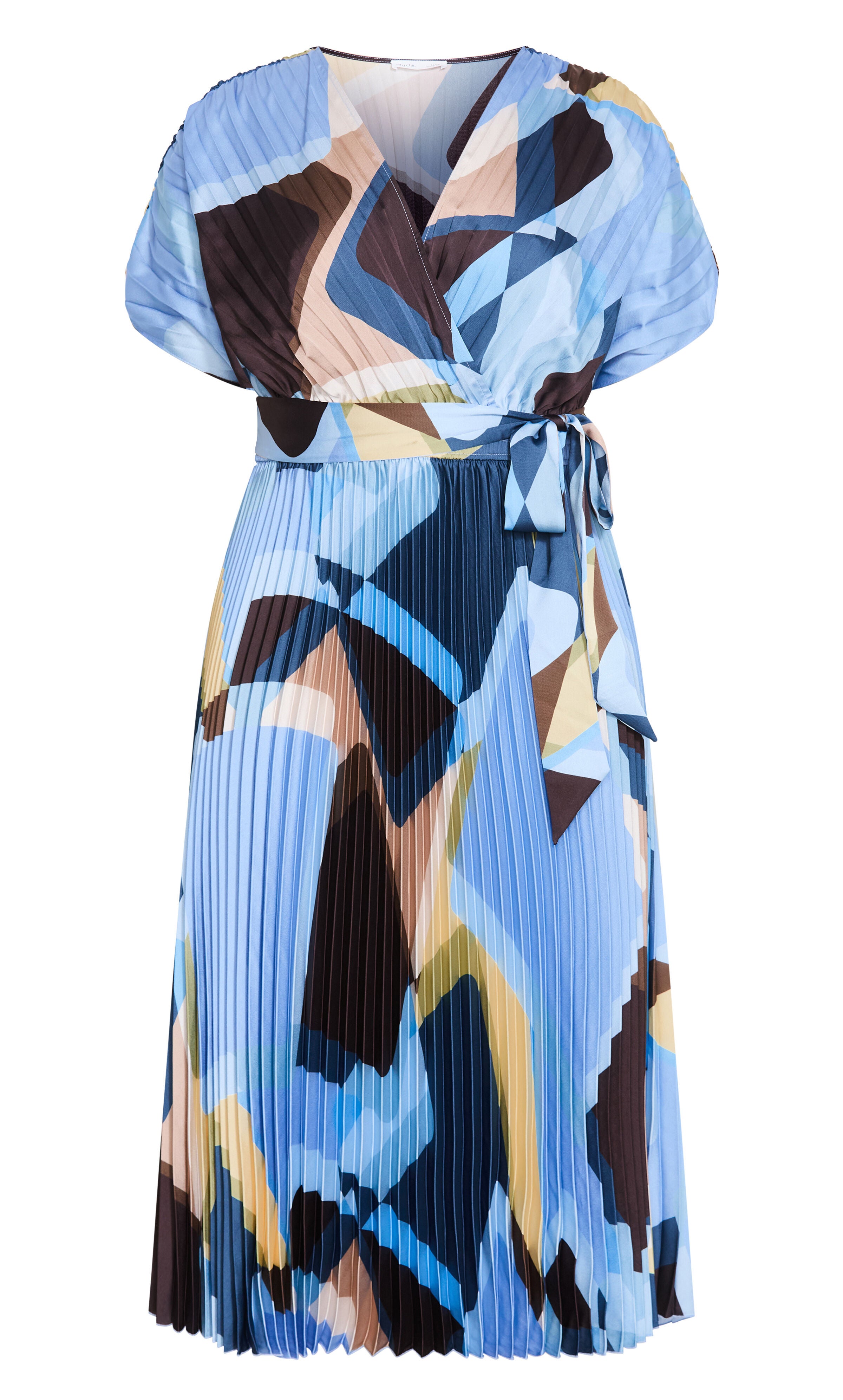 Hailey Geo Abstract Print Pleat Dress, BLUE, alternate image number 4
