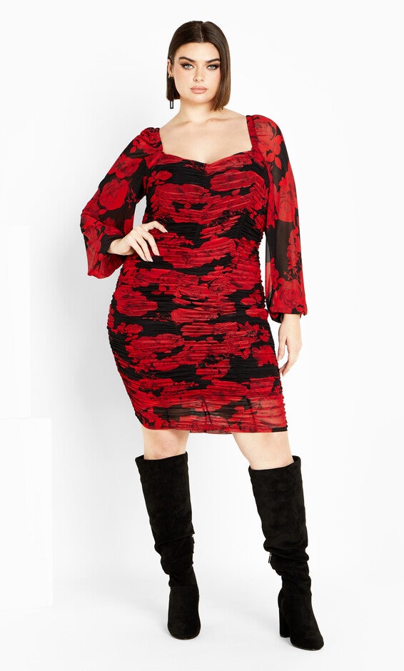 Alia Print Dress - black, ROSE PRINT, alternate image number 6