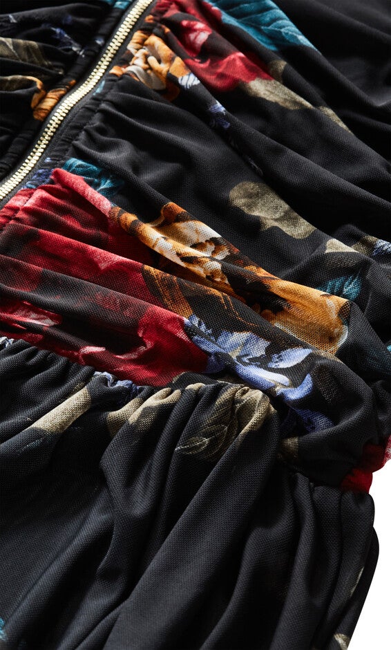 Mesh Print Top - black, BLACK, alternate image number null