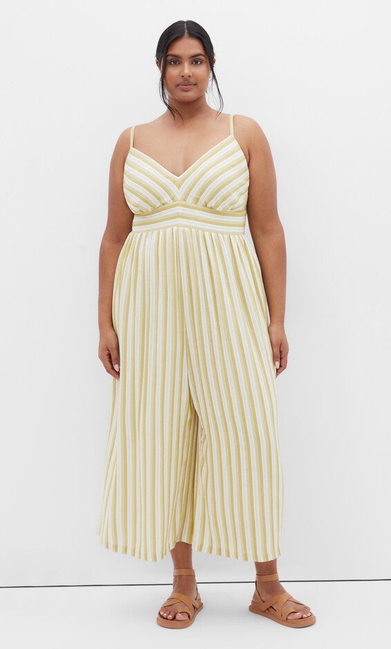 Lara Stripe Jumpsuit - khaki, YELLOW, alternate image number 1