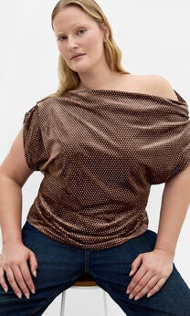 Shimmy Off Shoulder Top - bronze