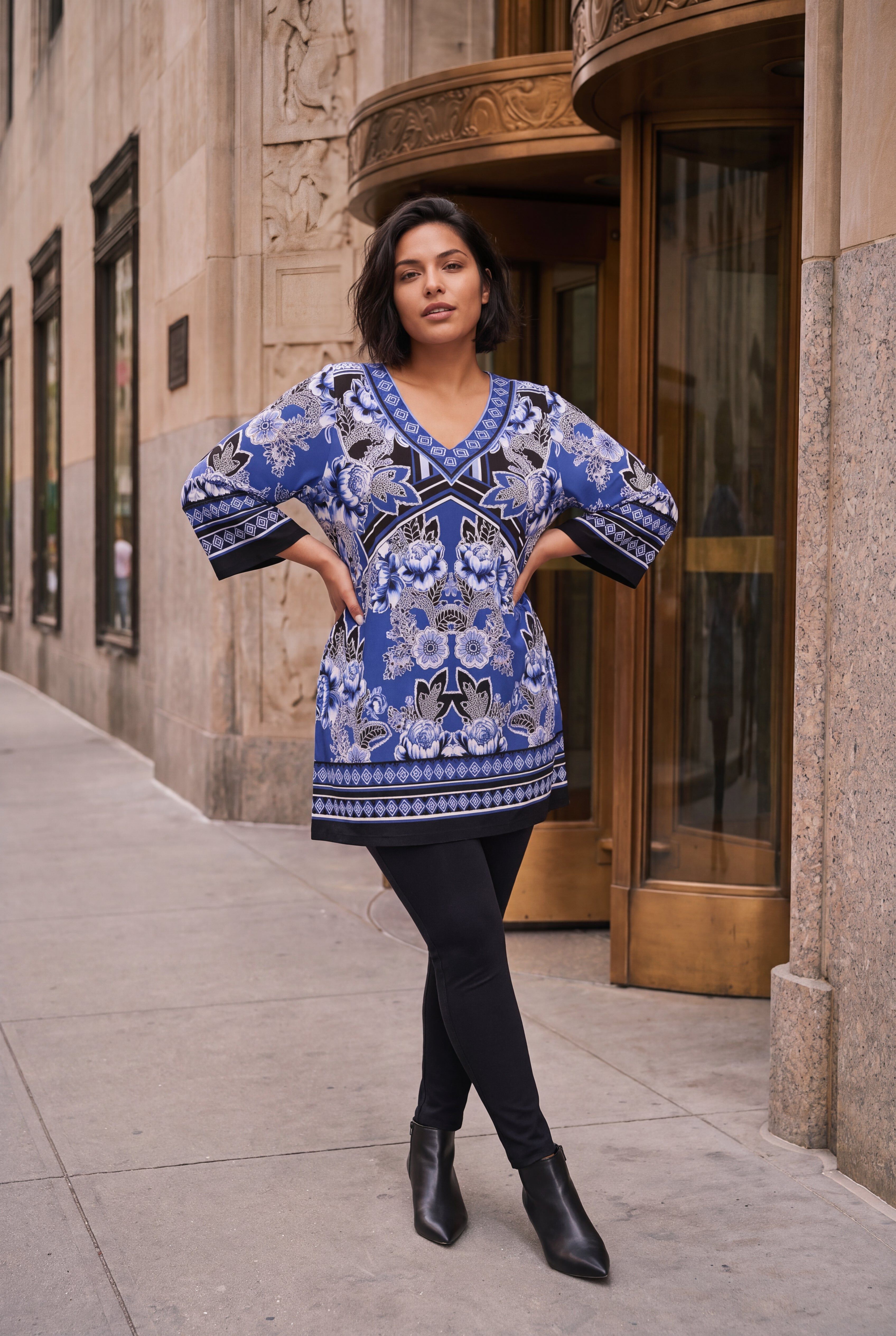 Scarf Print Tunic, SAPPHIRE SCARF PRINT, hi-res image number 0