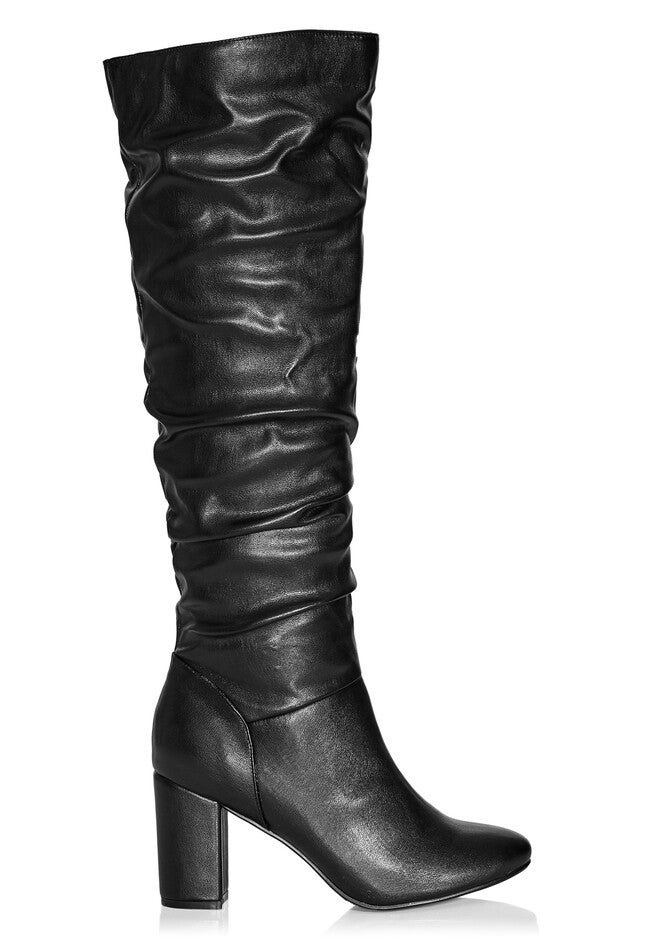 WIDE FIT Petra Sleek Knee Boot - black, BLACK, alternate image number null