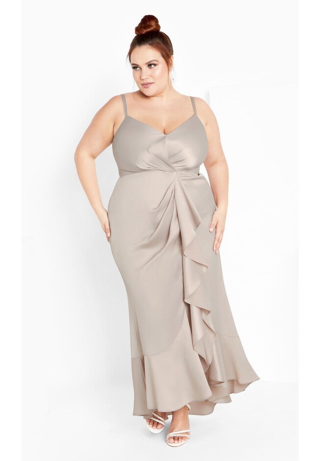 Bella Ruffle Maxi Dress - gardenia, GREY, on-hover image number null