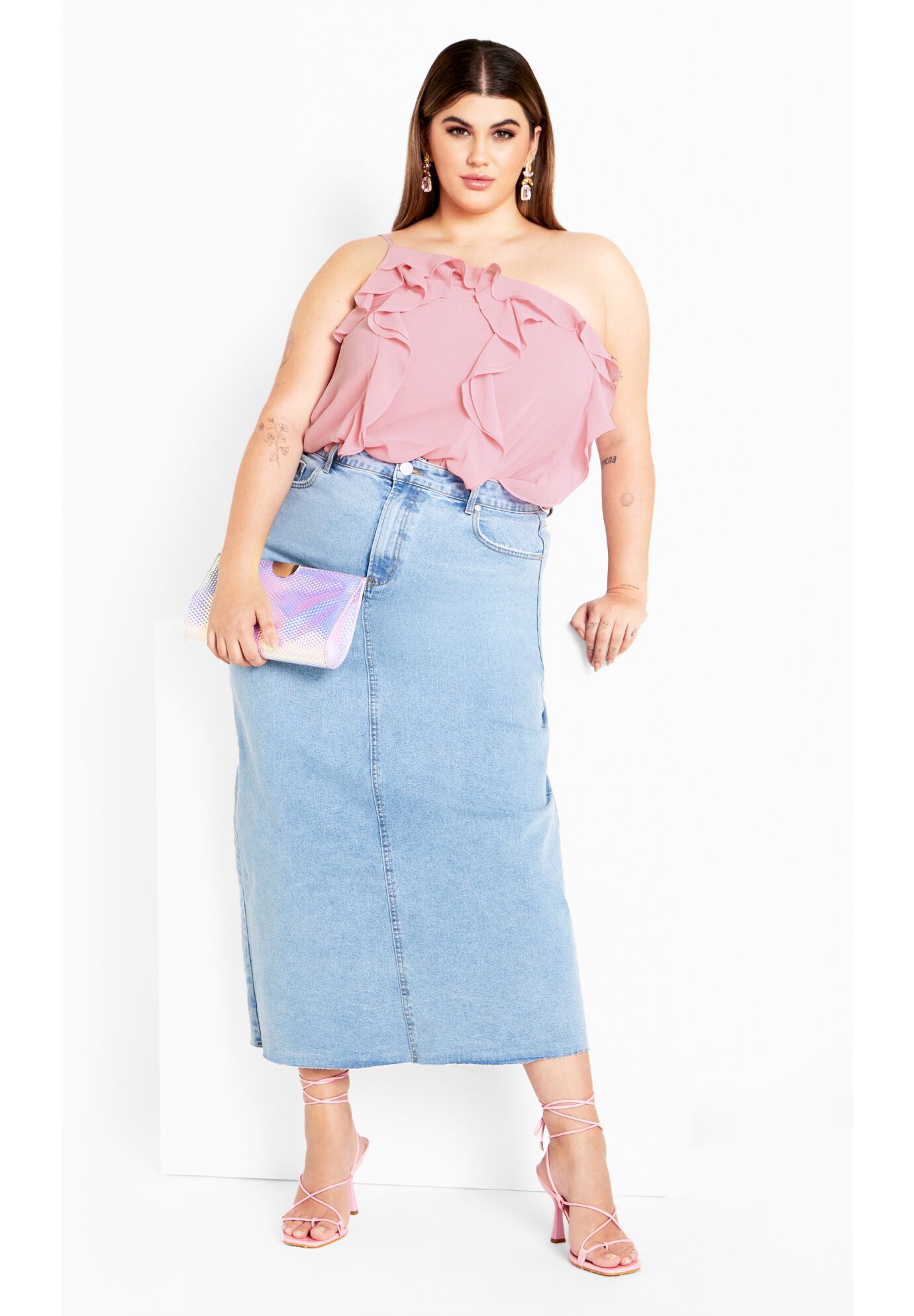 Ruffle Rita Top - baby blue, PINK, on-hover image number 1