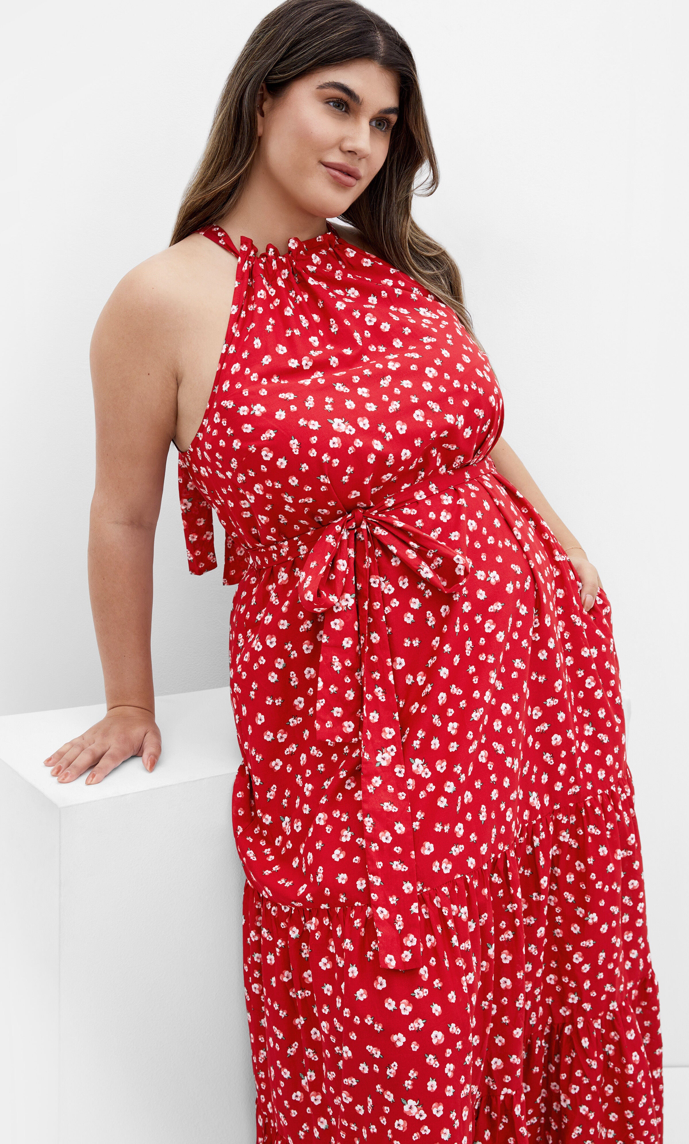 Kiana Print Maxi Dress, RED, alternate image number 1