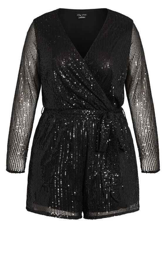 Sequin Playsuit - black, BLACK, alternate image number null