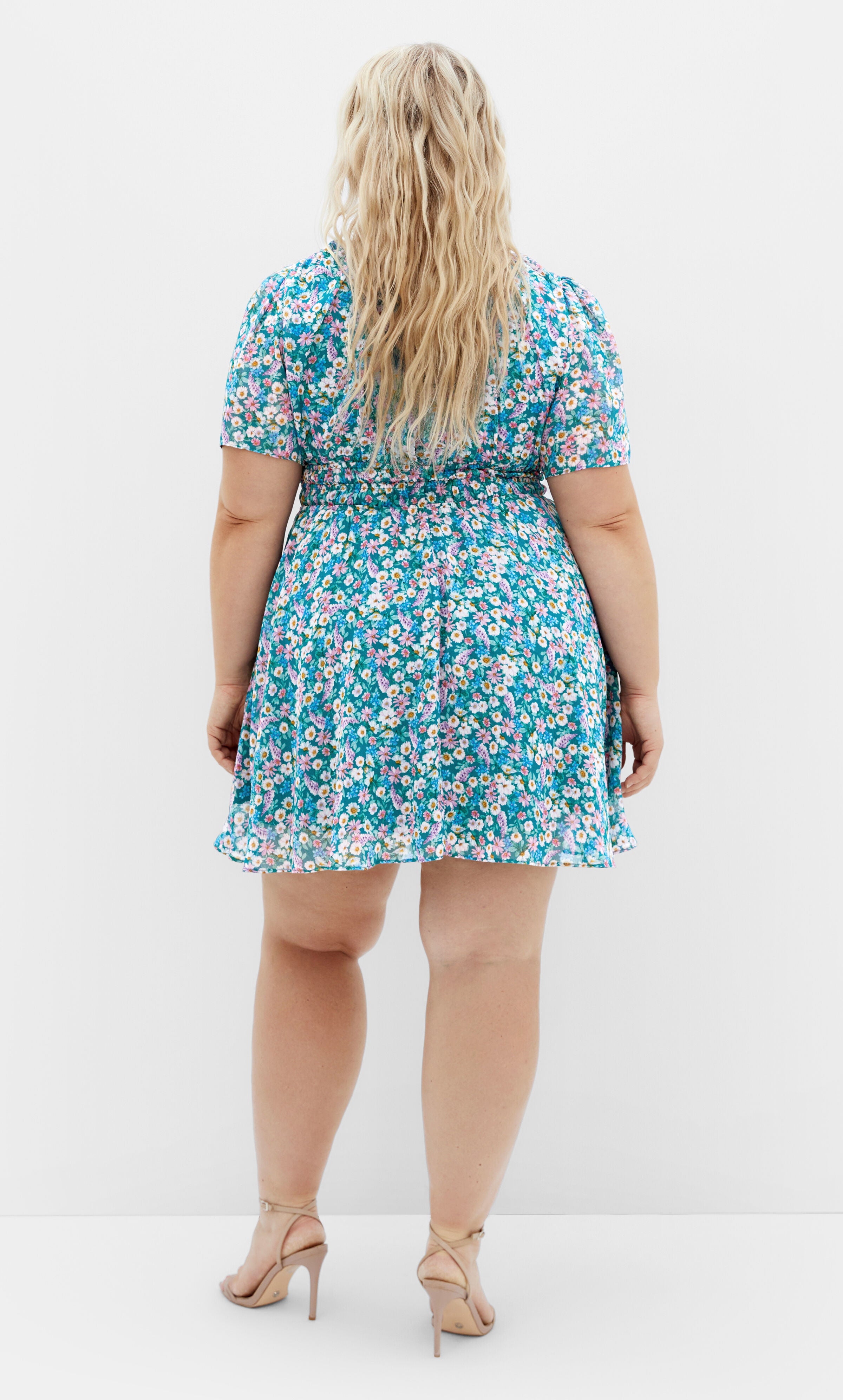 Cara Print Dress - teal, GREEN, alternate image number 1