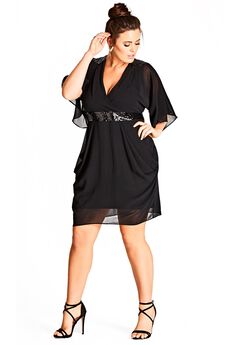 Sequin Wrap Dress - black