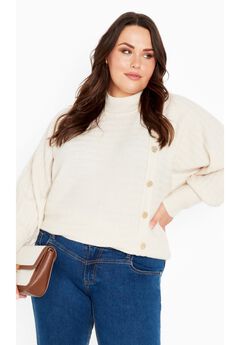 Beata Asymmetrical Button Knit Sweater