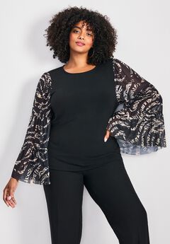 Mylo Mesh Bell Sleeve Top