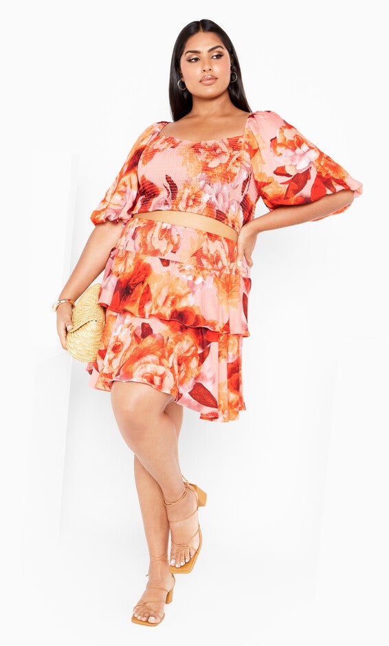 Poppie Print Top - peach, BLACK, alternate image number null