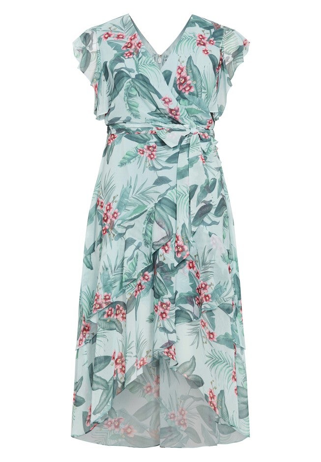 Flirty Tier Print Maxi Dress - seafoam, GREEN, alternate image number null