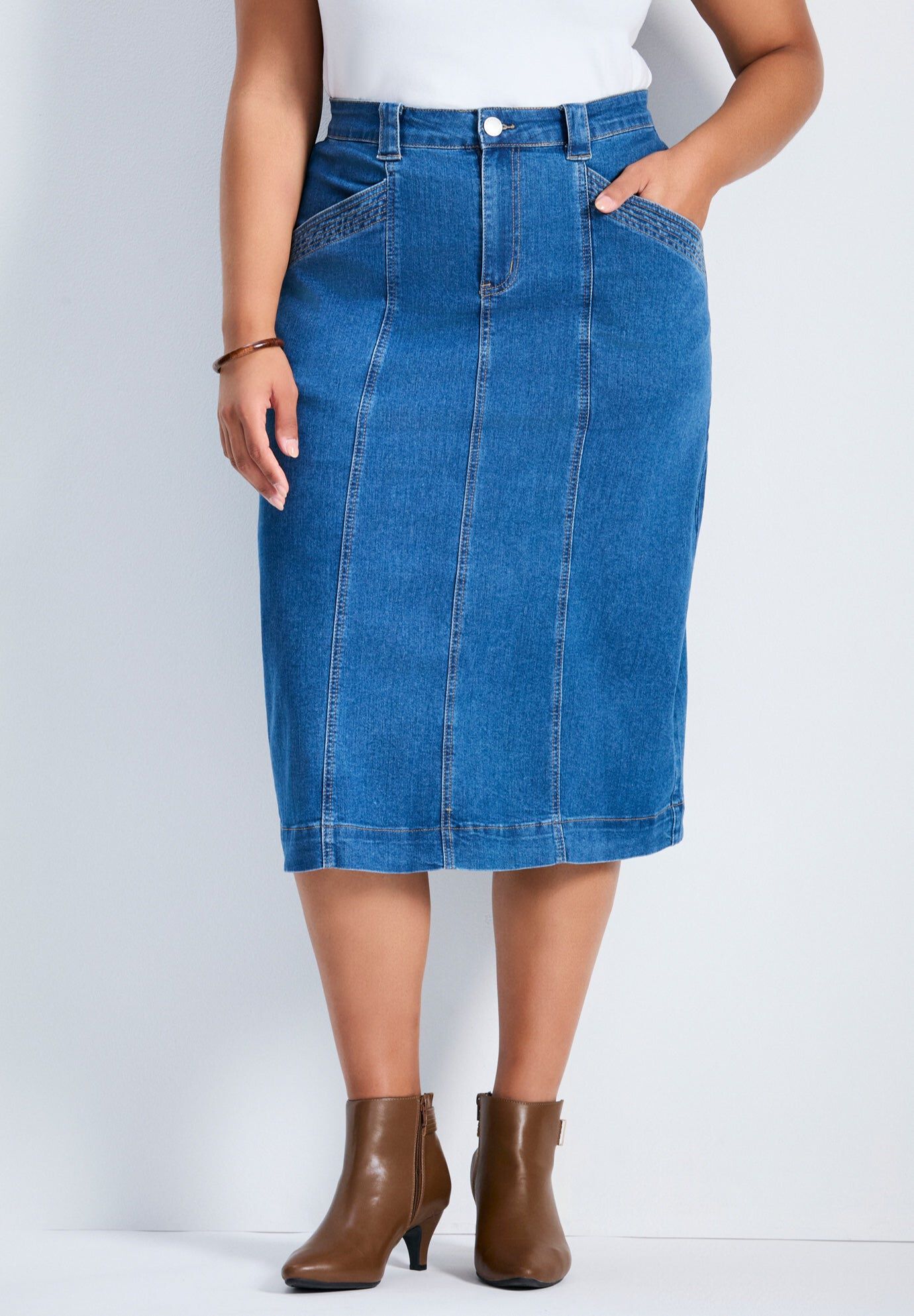 Taylah Denim Skirt, MID WASH, hi-res image number 0