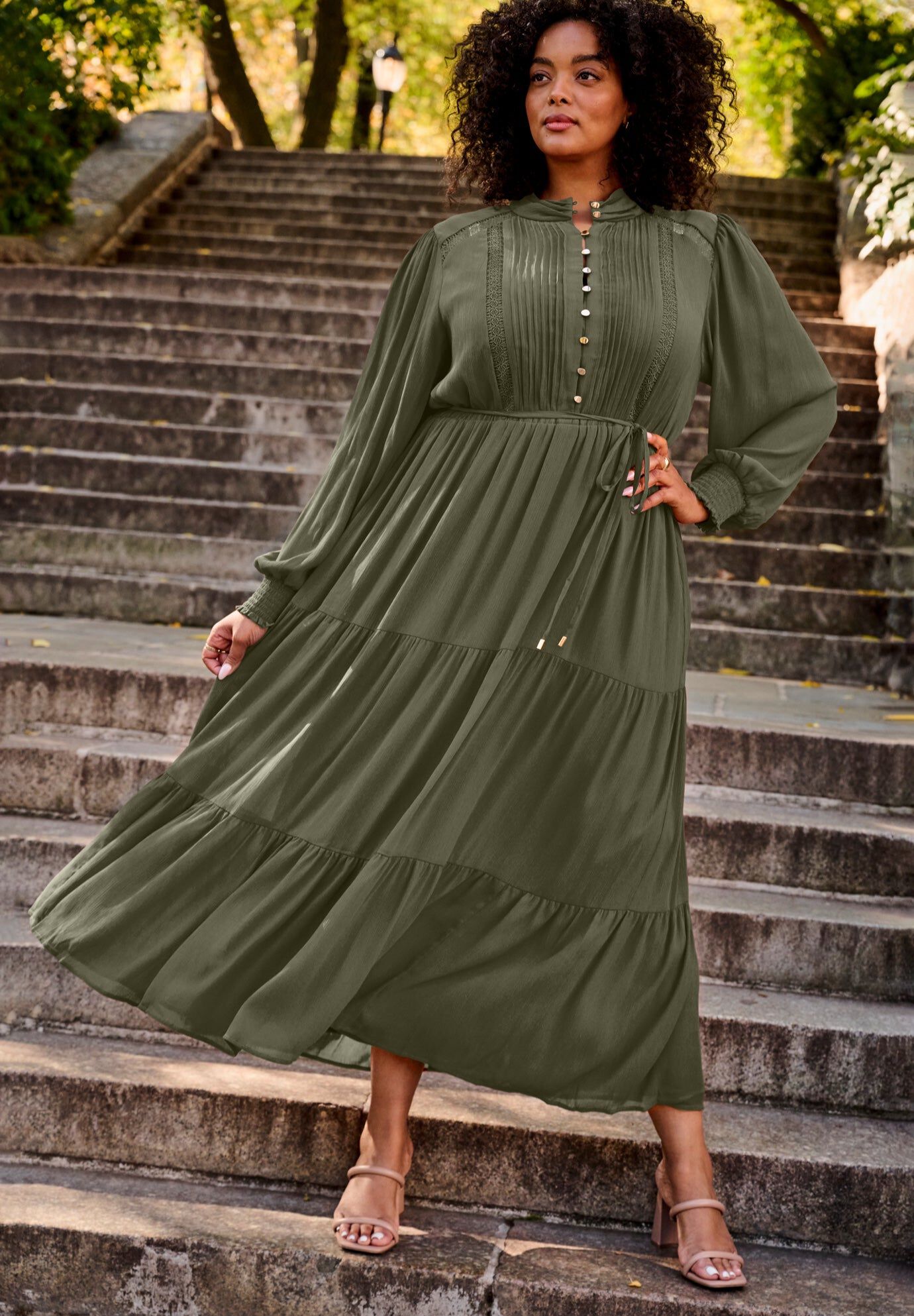 Jasmine Tiered Maxi Dress, OLIVE, hi-res image number 0