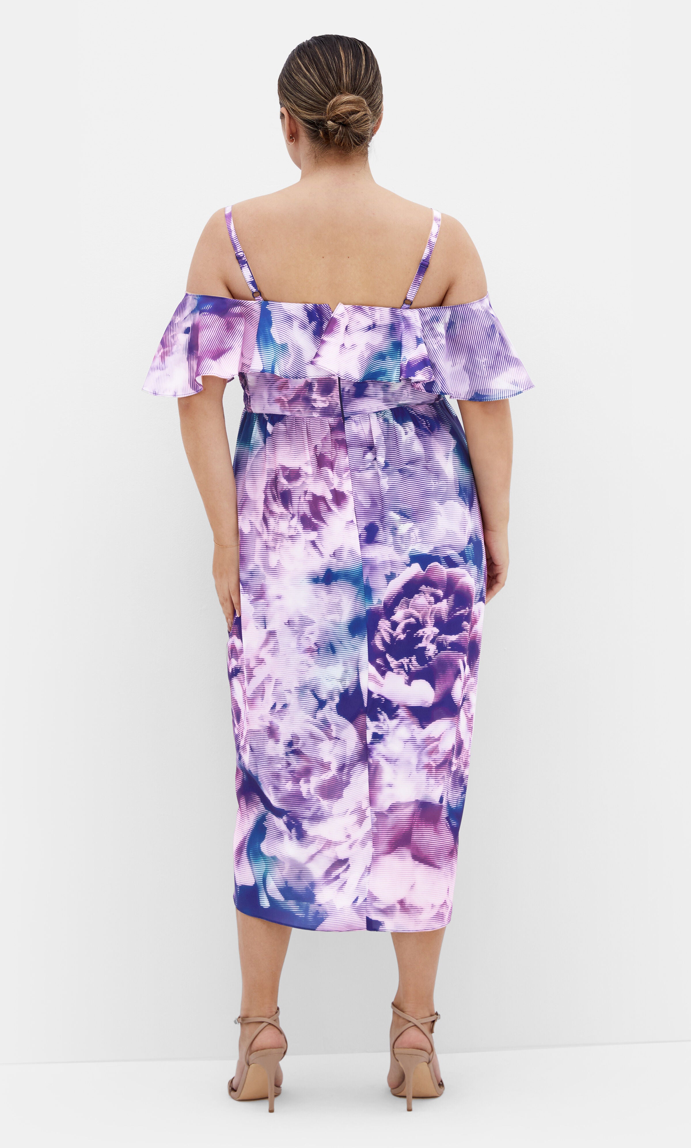 Floral Drape Midi Dress - violet, BLUE, alternate image number 2