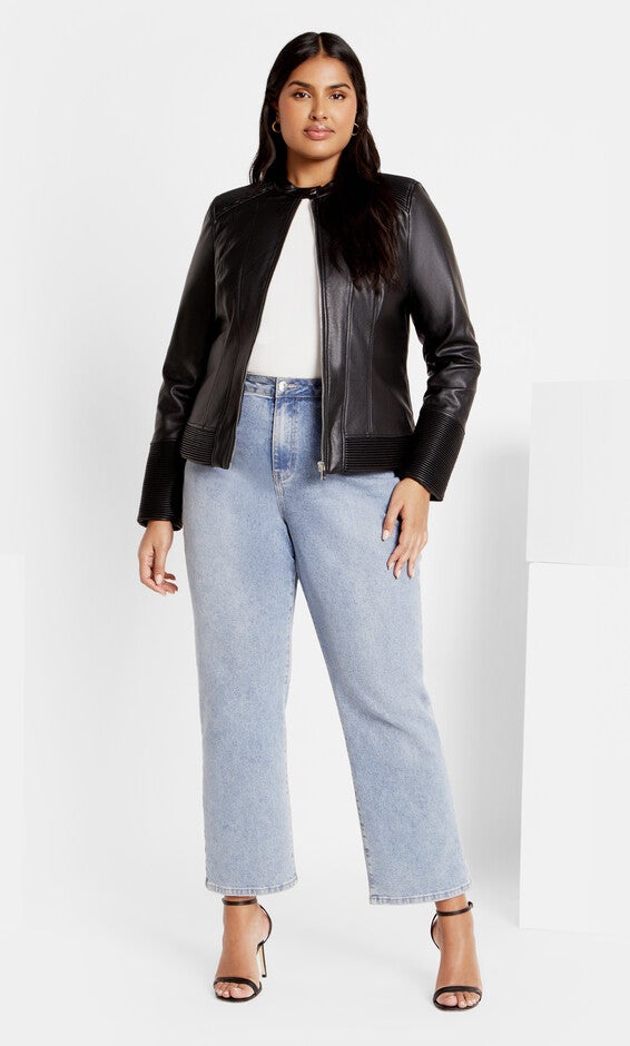 Ribbed Biker Jacket - black, BLACK, alternate image number 3