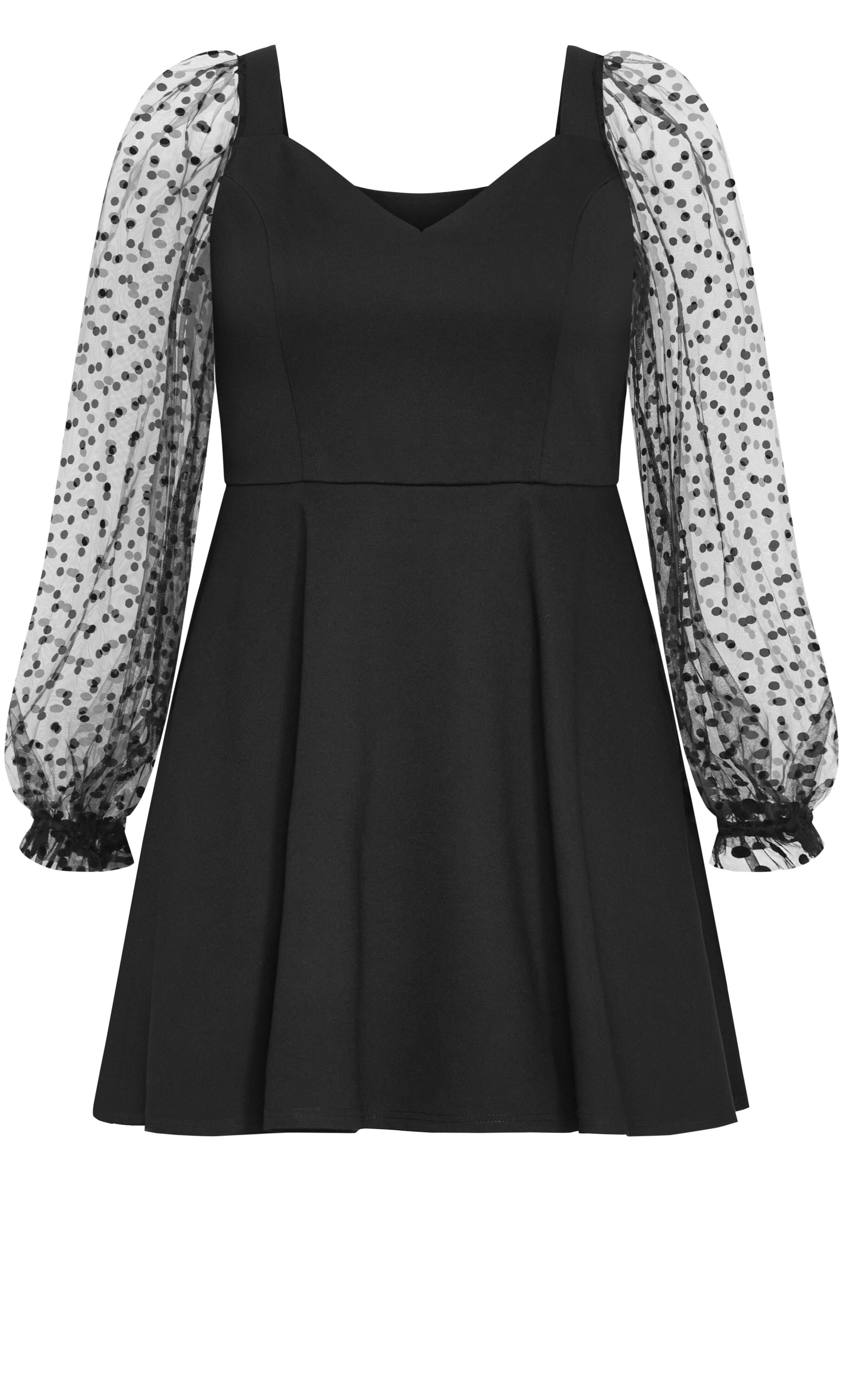 Asher Spot Sleeve Skater Dress - black, BLACK, alternate image number 5