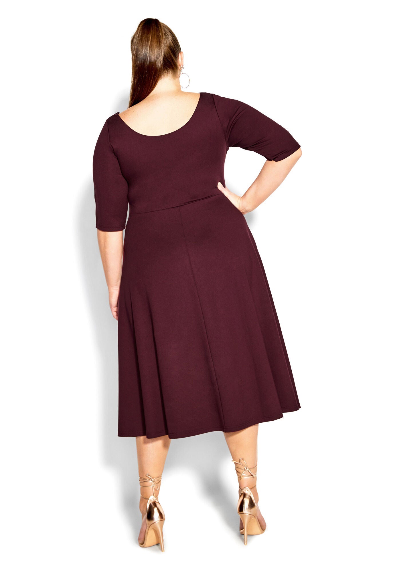 Cute Girl Elbow Sleeve Dress - oxblood, OX, on-hover image number 1