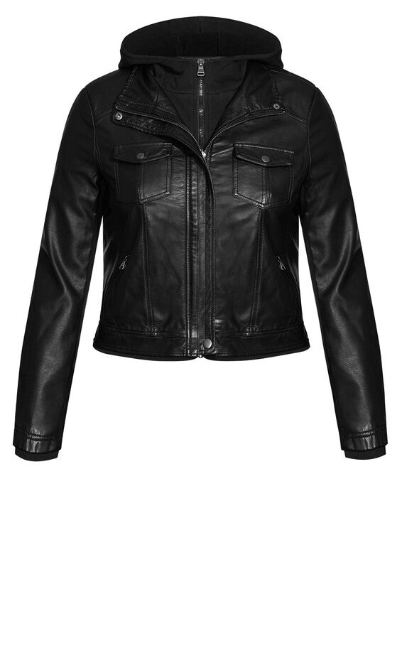 Layered Hoodie Jacket - black, BLACK, alternate image number null