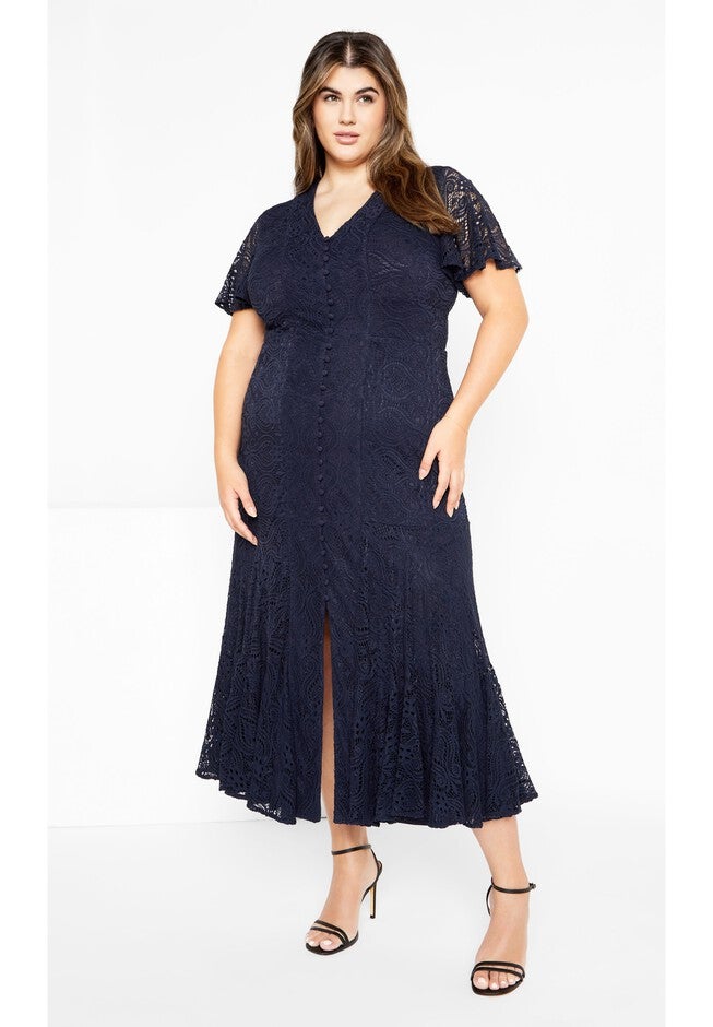 Lace Christa Dress - navy, NAVY, on-hover image number 1
