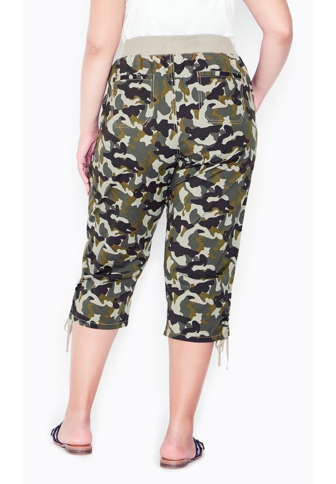 Cotton Cinch Print Capri, CAMO, on-hover image number null