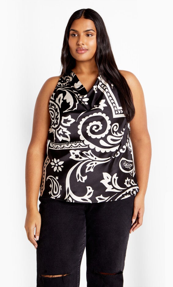 Perri Print Top - black, BLACK, alternate image number 5