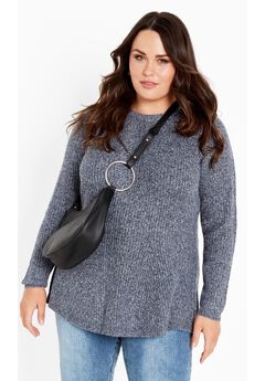 Tia Curved Hem Tunic Sweater