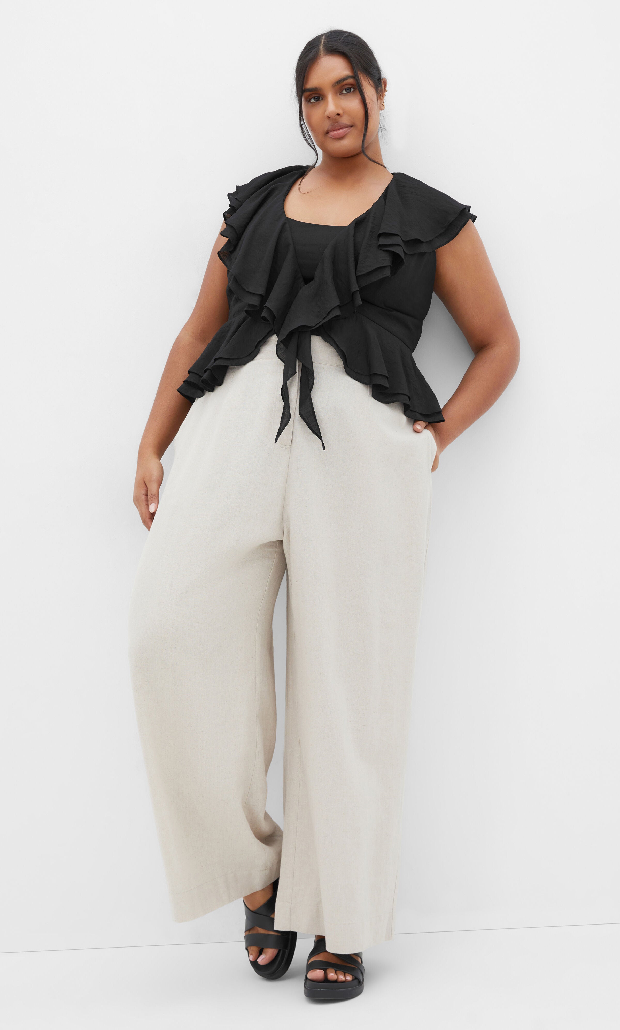 Sweet Ruffle Top - black, BLACK, alternate image number 1