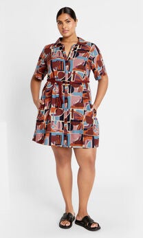Amara Print Dress - brown